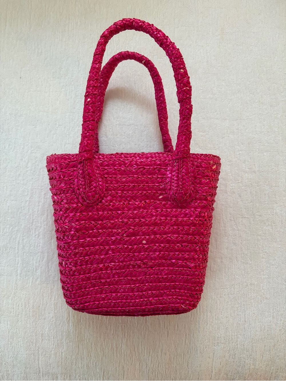 Vintage Hot Pink Woven Tote Bag